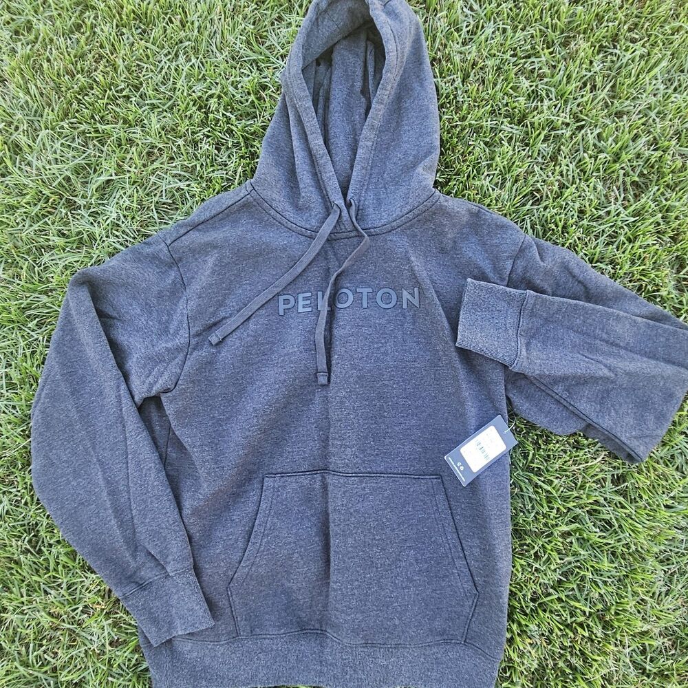Peloton Icon Soft Fleece Pullover Hooded Sweatshirt Men Medium Charcoal Gray New
